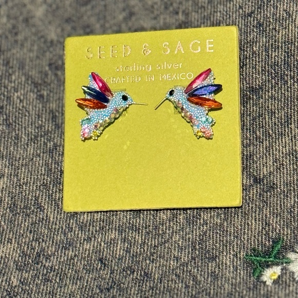 ✨ Seed & Sage Sterling Silver Hummingbird Earrings – Handcrafted in Mexico ✨ - Picture 5 of 11